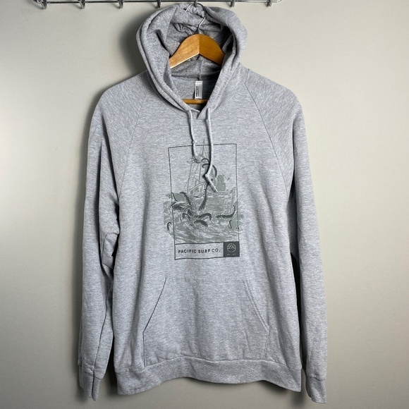 American Apparel Women's Gray Pullover Hoodie Pacific Surf Co. Tofino Canada L - Picture 1 of 11